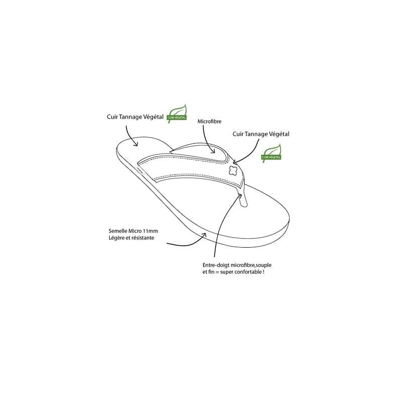 Tong en cuir végétal marron