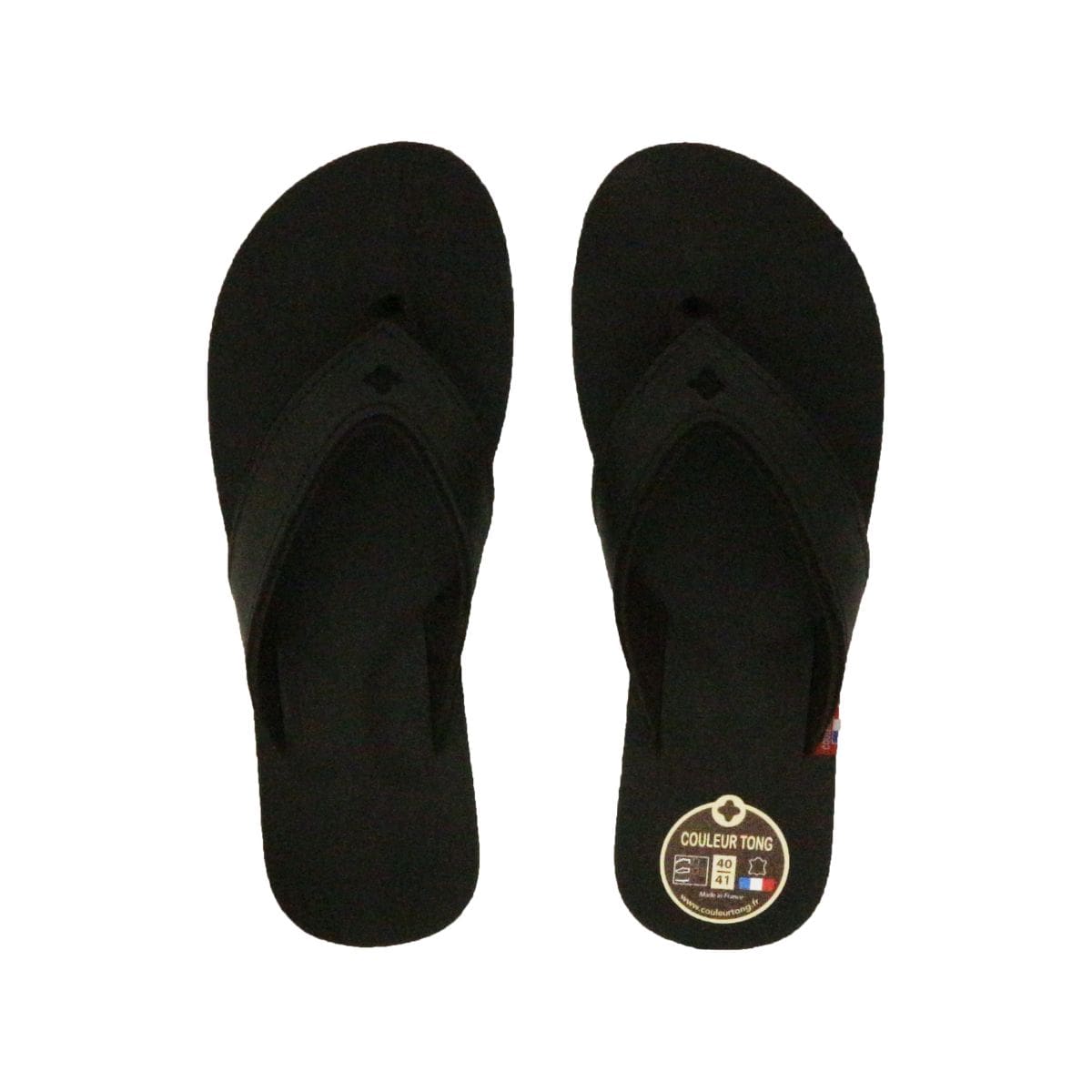 Tong noire en cuir
