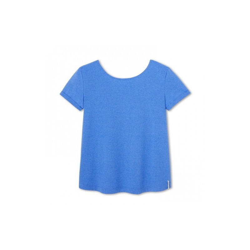 T-shirt bleu en col V pour femme