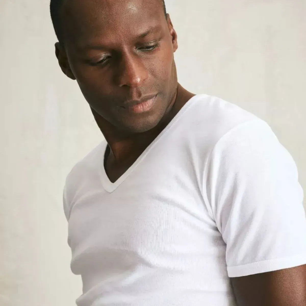 T-shirt homme Col V Blanc