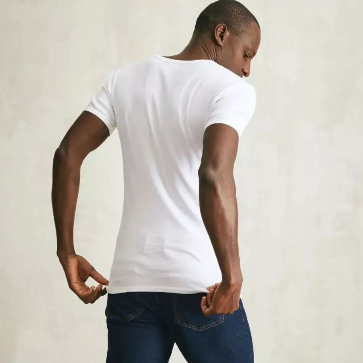 T-shirt homme Col V Blanc
