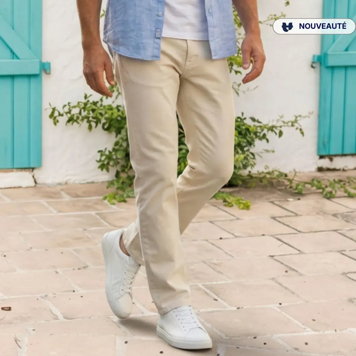 Jean beige homme | Coupe droite