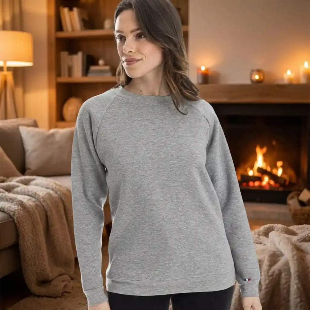 Sweat femme sans capuche gris uni