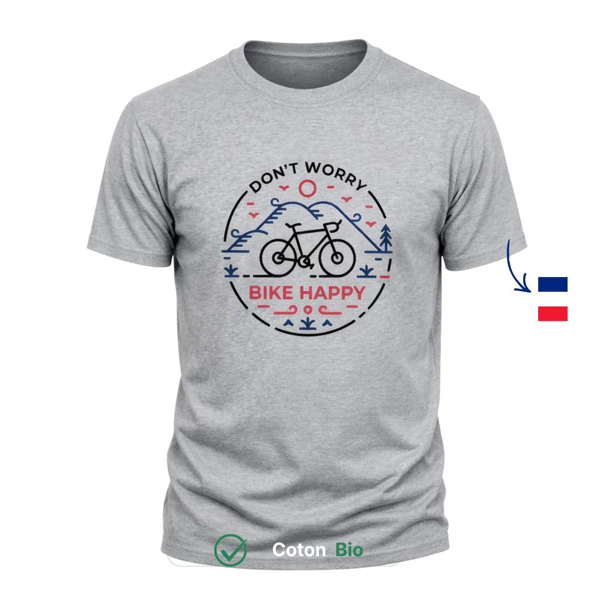 T-shirt Homme Vélo "Don't worry bike happy"