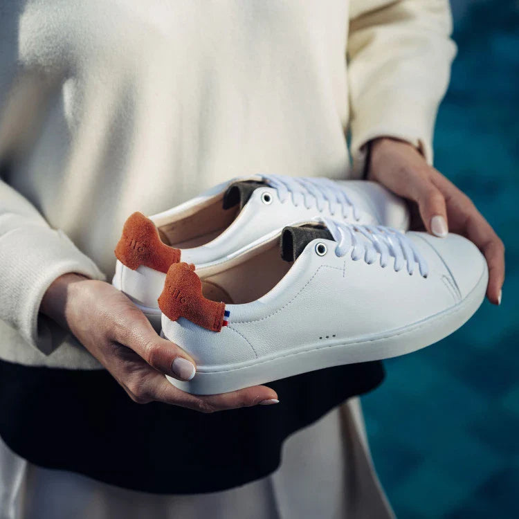Basket française Abelia Blanc Orange Kaki