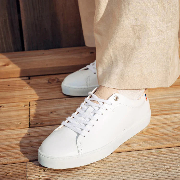 Basket française Abelup Blanc Beige Rosé