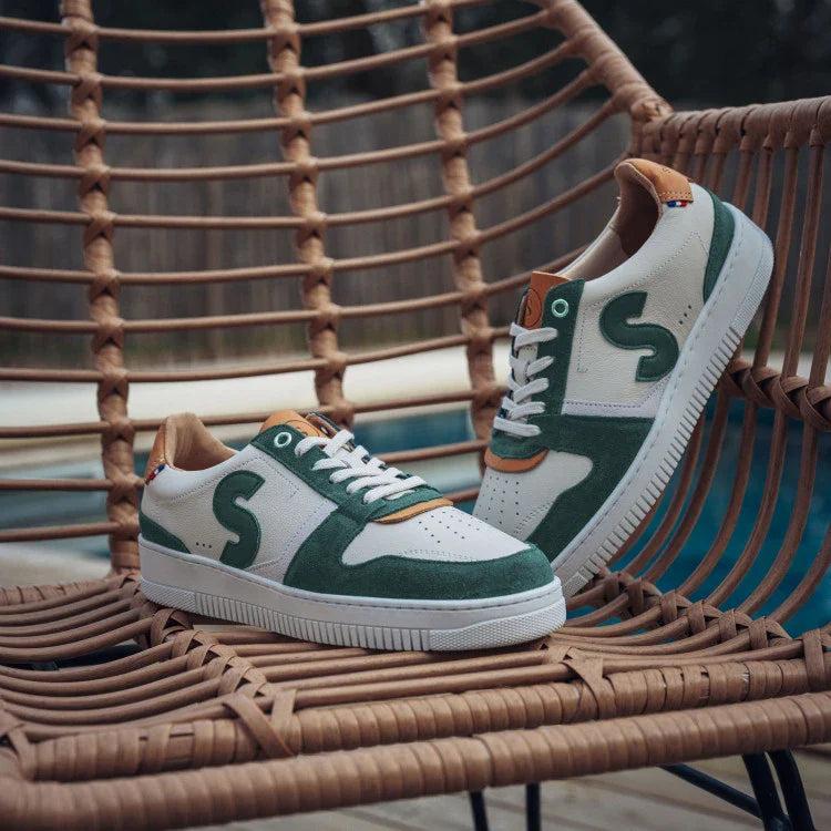 Basket française Belis Creme Vert