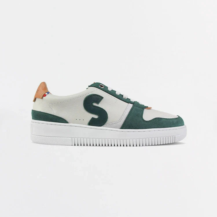 Basket française Belis Creme Vert