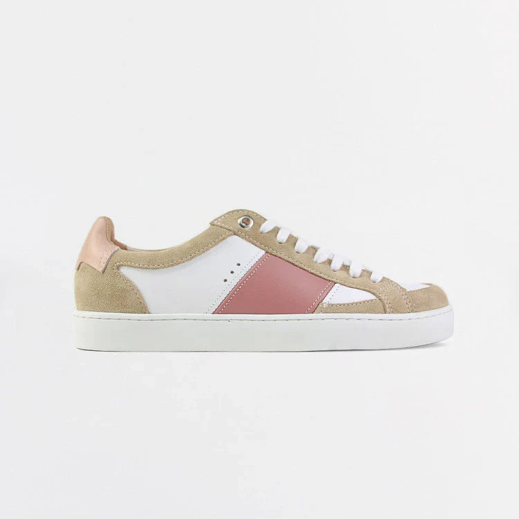 Basket française Hiba Blanc Rose