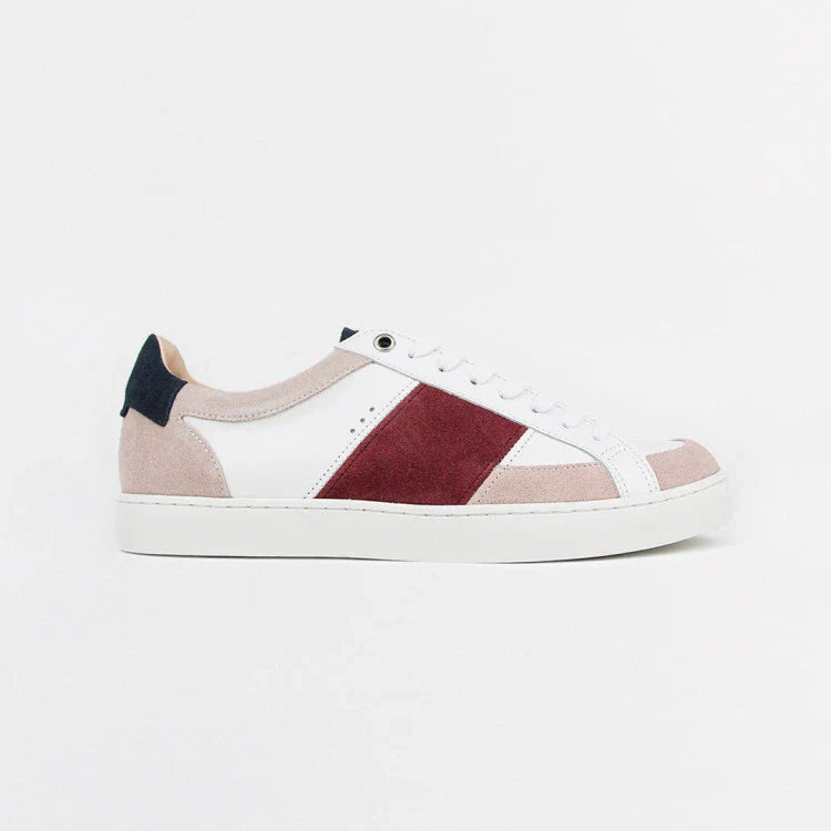 Basket française Hiba Blanc Rose Bordeaux