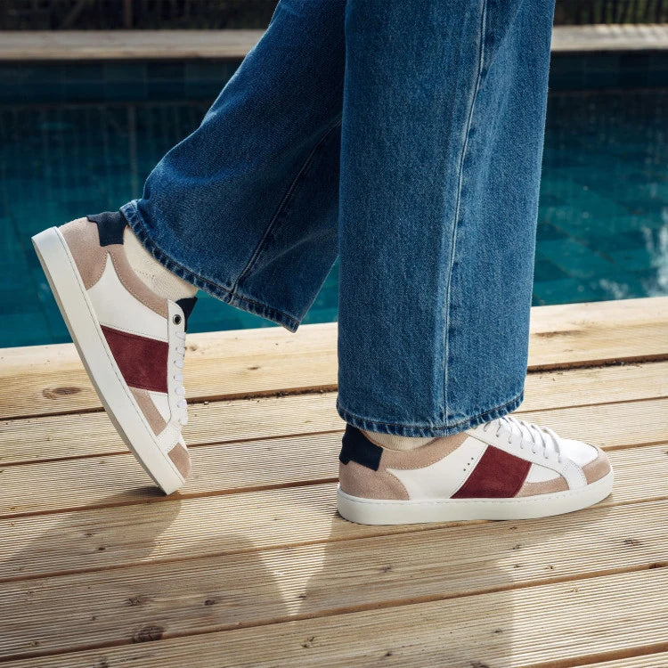 Basket française Hiba Blanc Rose Bordeaux