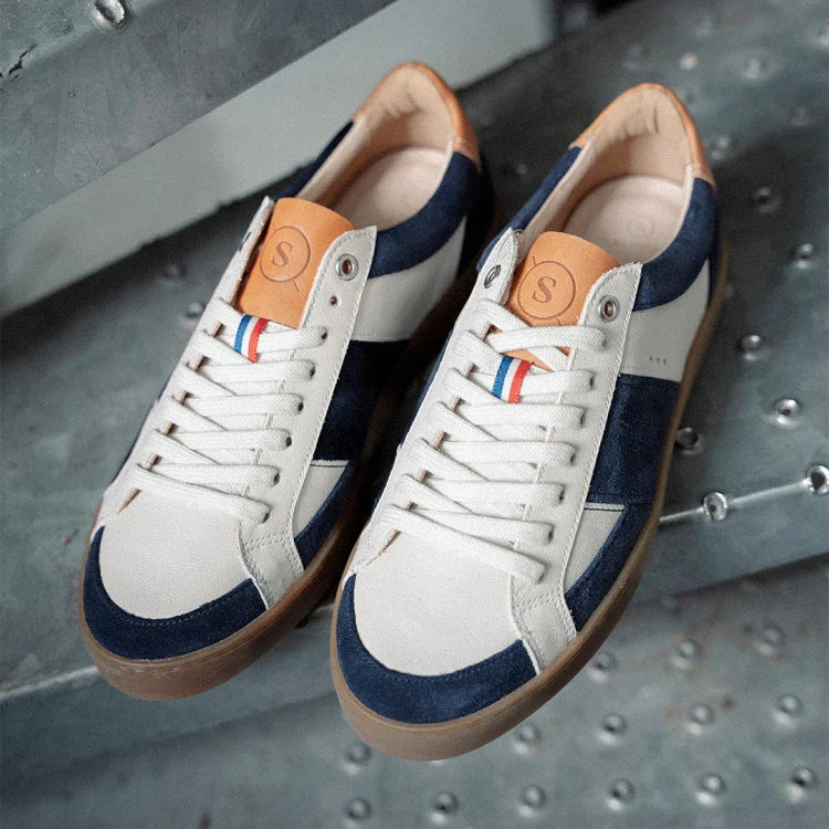 Basket française Hiba Crème Bleu