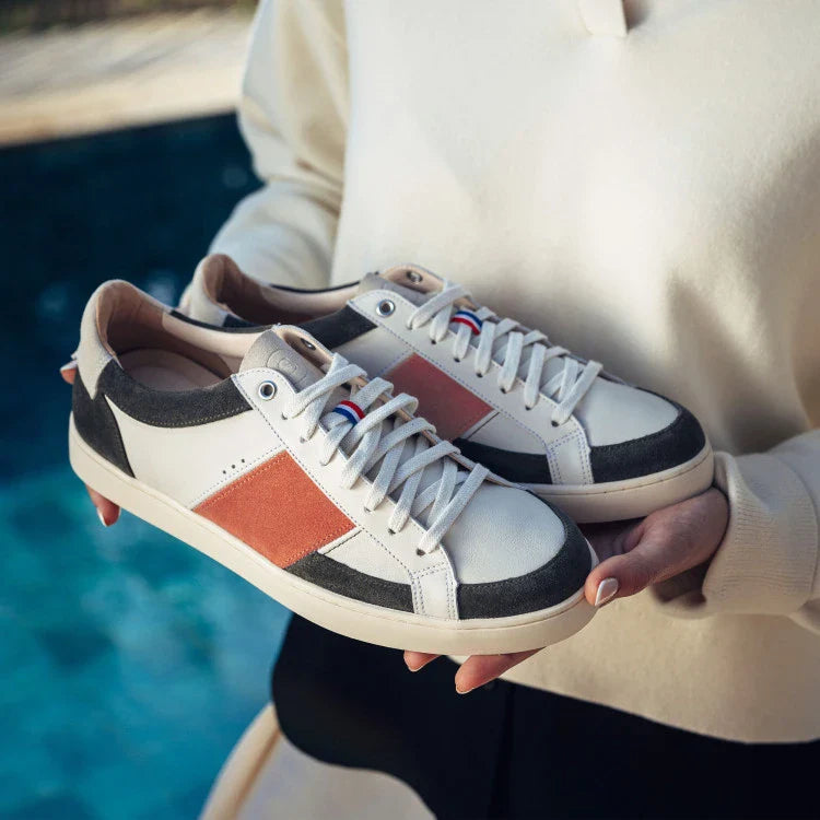 Basket française Hiba Crème Orange Kaki