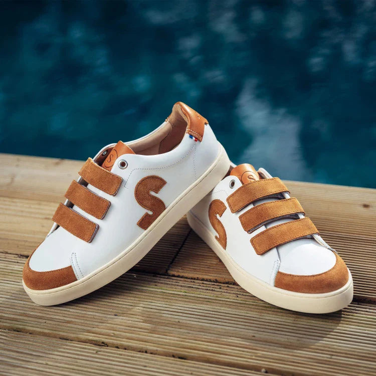 Basket française Spiréa Blanc Camel