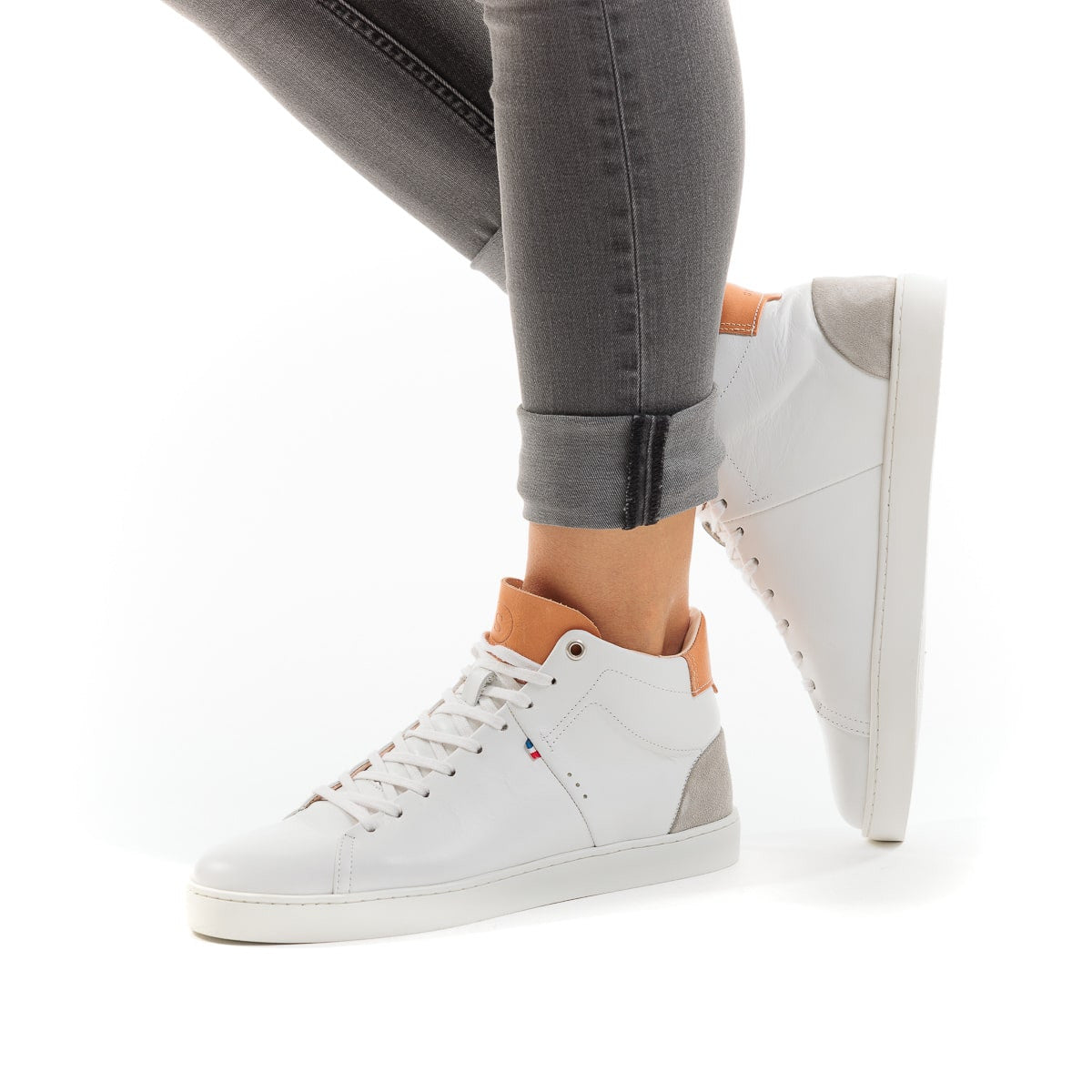 basket haute pour femme blanche en cuir