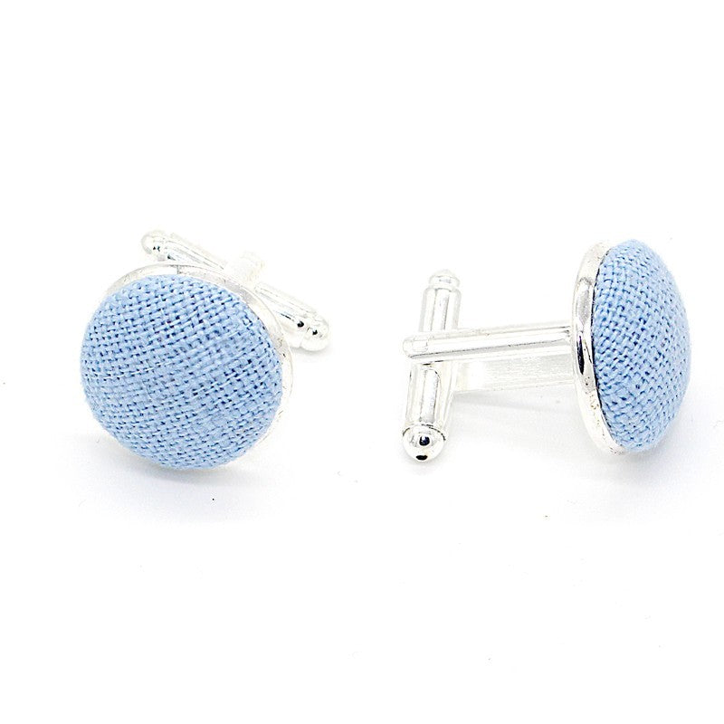Boutons de manchette bleu ciel uni en lin