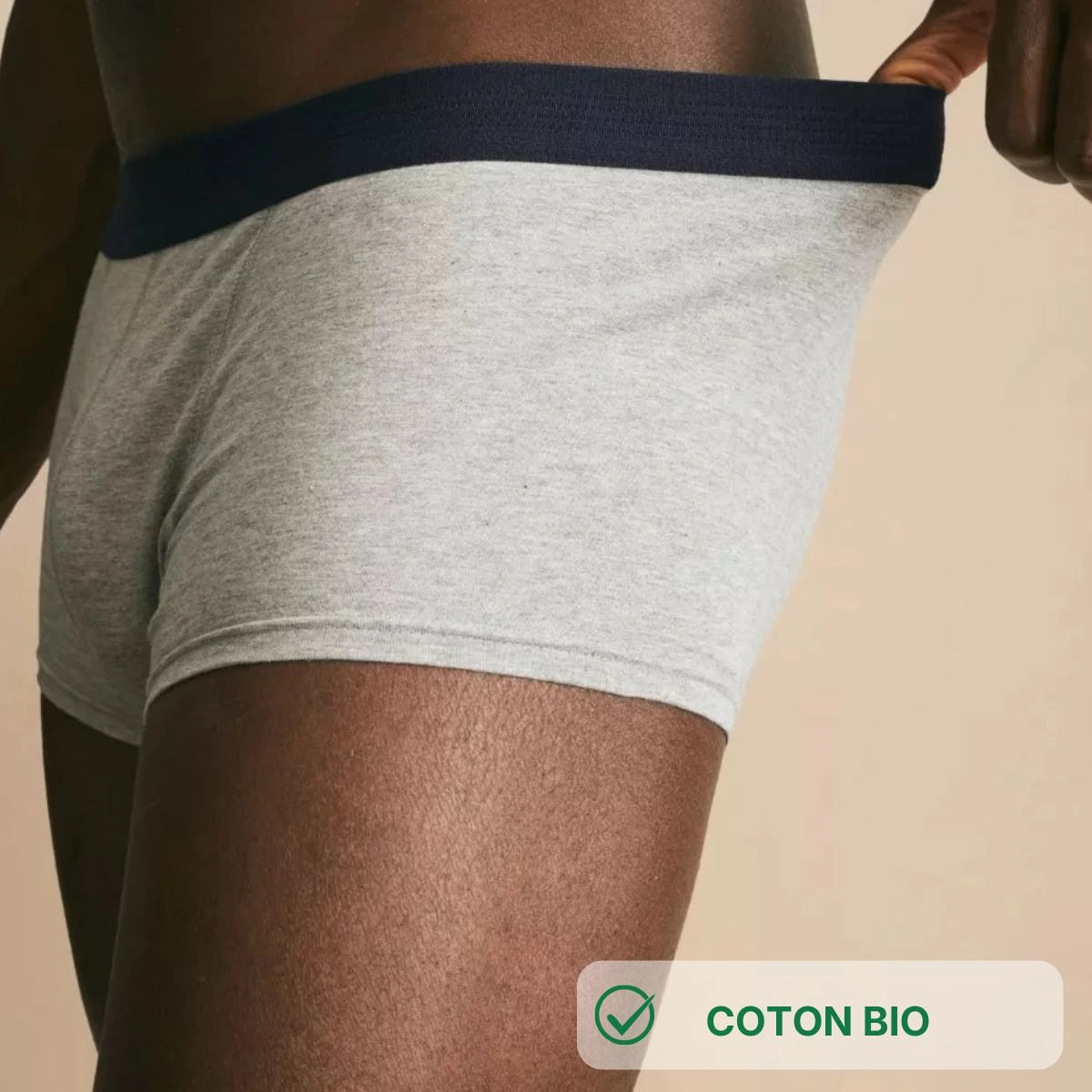 boxer gris clair pour homme fabriqué en France en coton bio certifié 165 GRAMMES