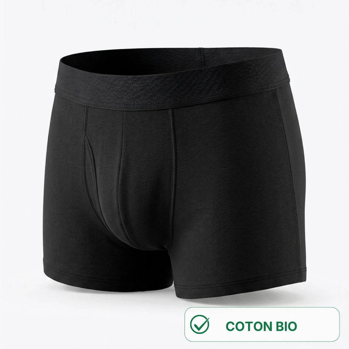 Boxer court pour homme noir fabriqué en France coton bio 165 grammes