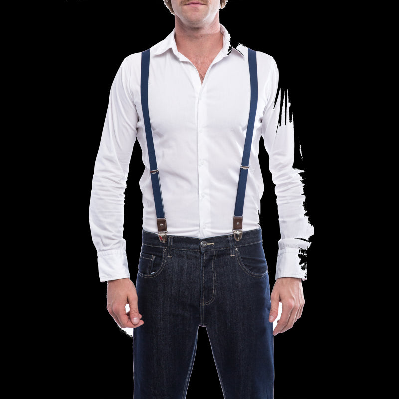 bretelles homme bleu en cuir