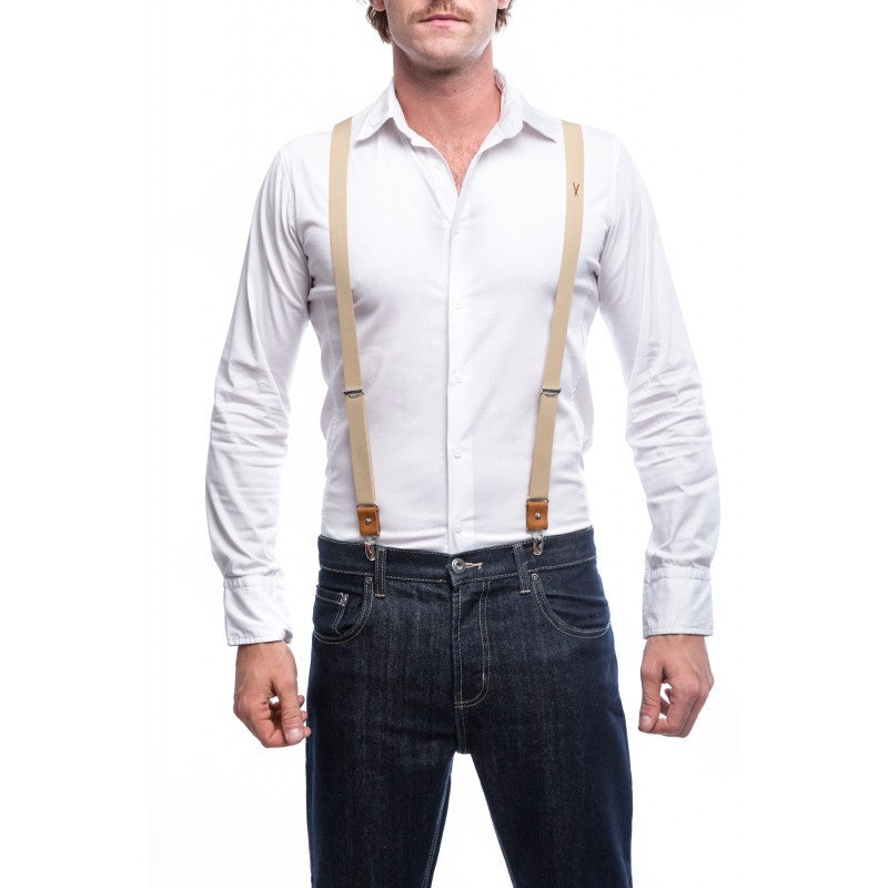 bretelles homme écrues en cuir