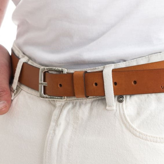 La ceinture cuir homme Camel large
