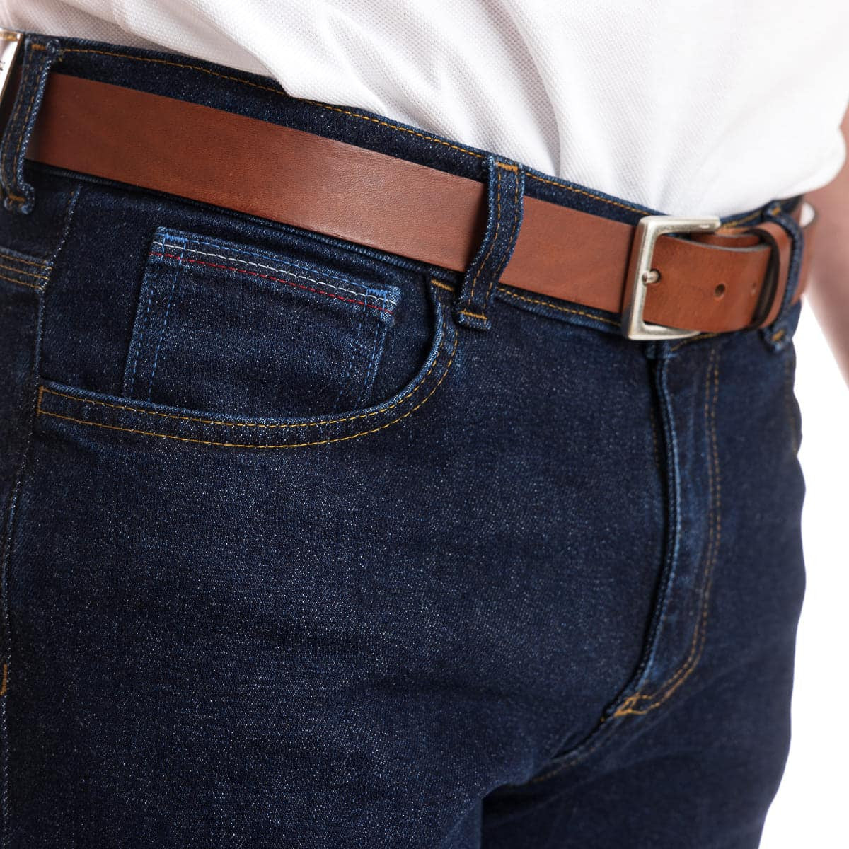 Ceinture cuir pour homme Cognac large
