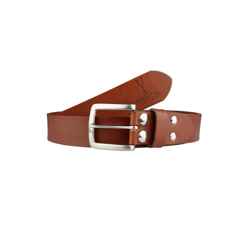 Ceinture cuir pour homme Cognac large