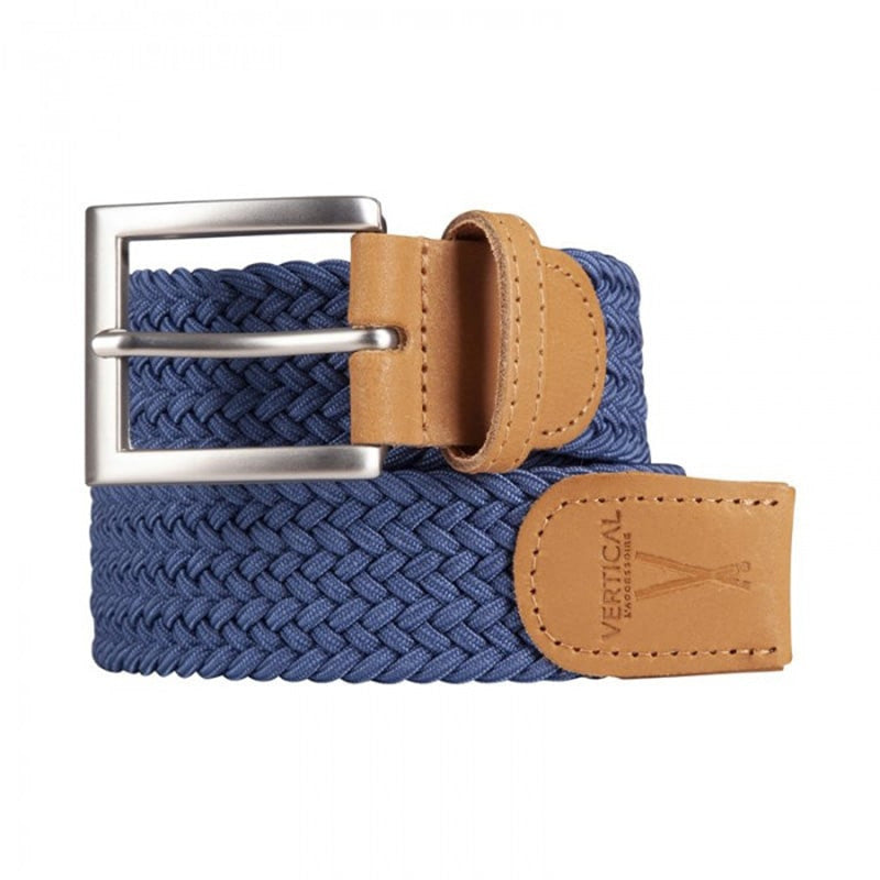 Ceinture tressée homme couleur bleu