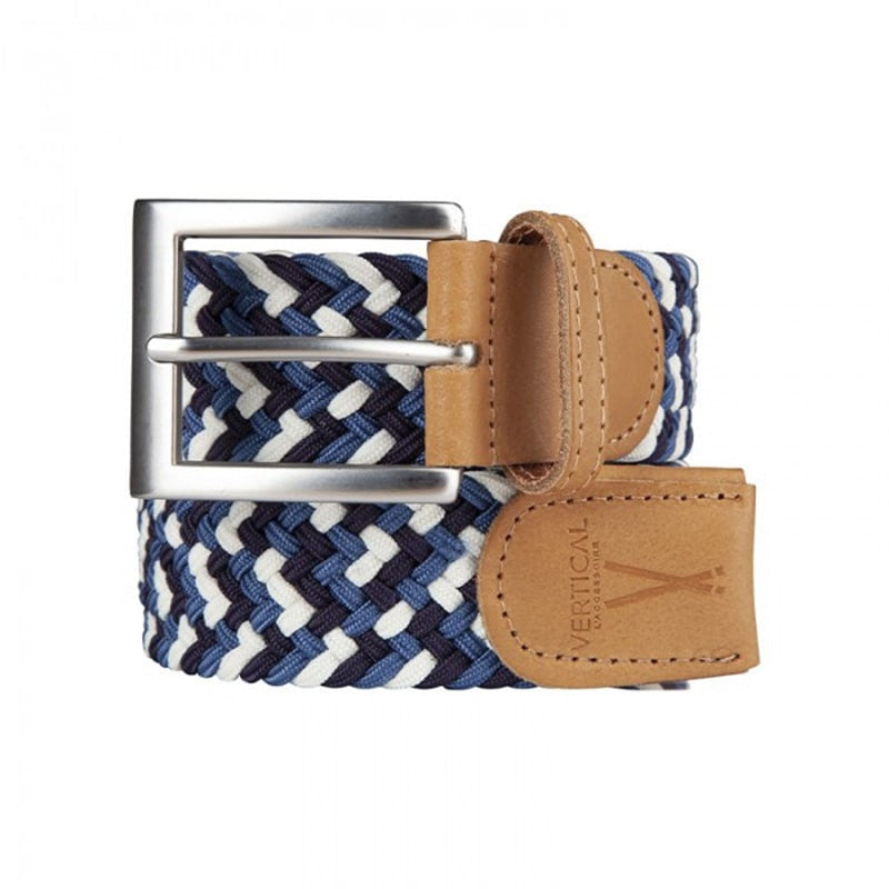 Ceinture tressée pour homme bleu blanc