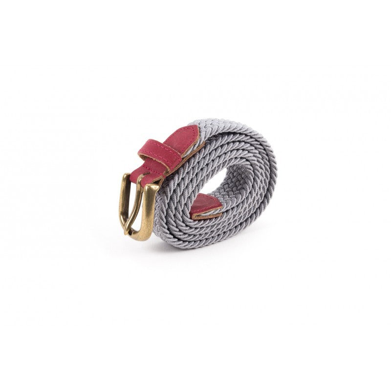 Ceinture tressée gris bordeaux