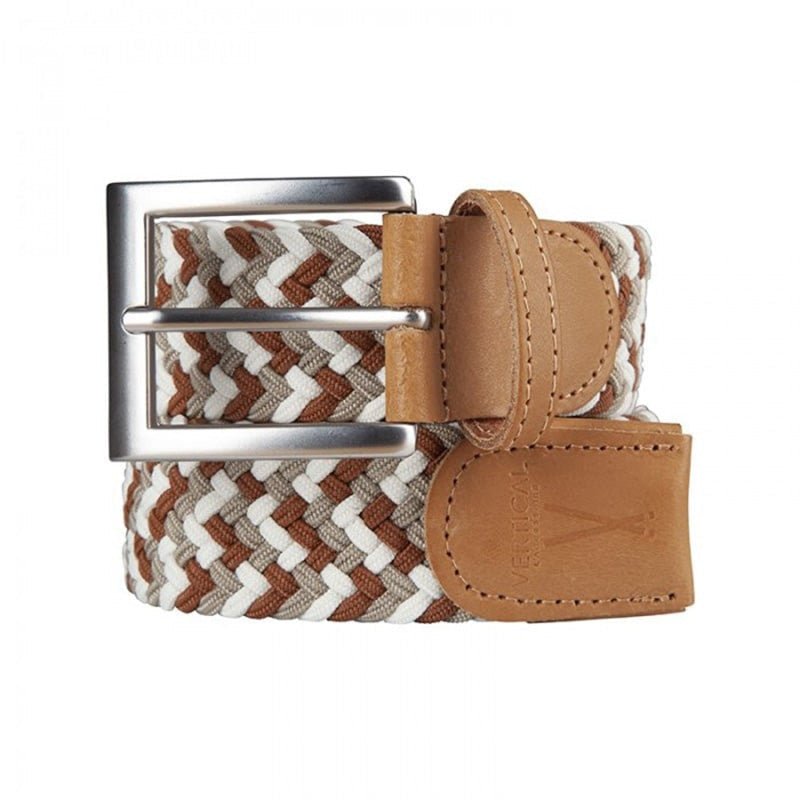 Ceinture tressée homme marron blanc beige