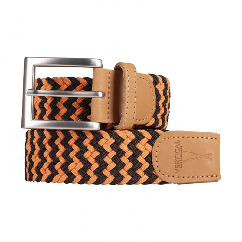 Ceinture tressée pour homme noir orange