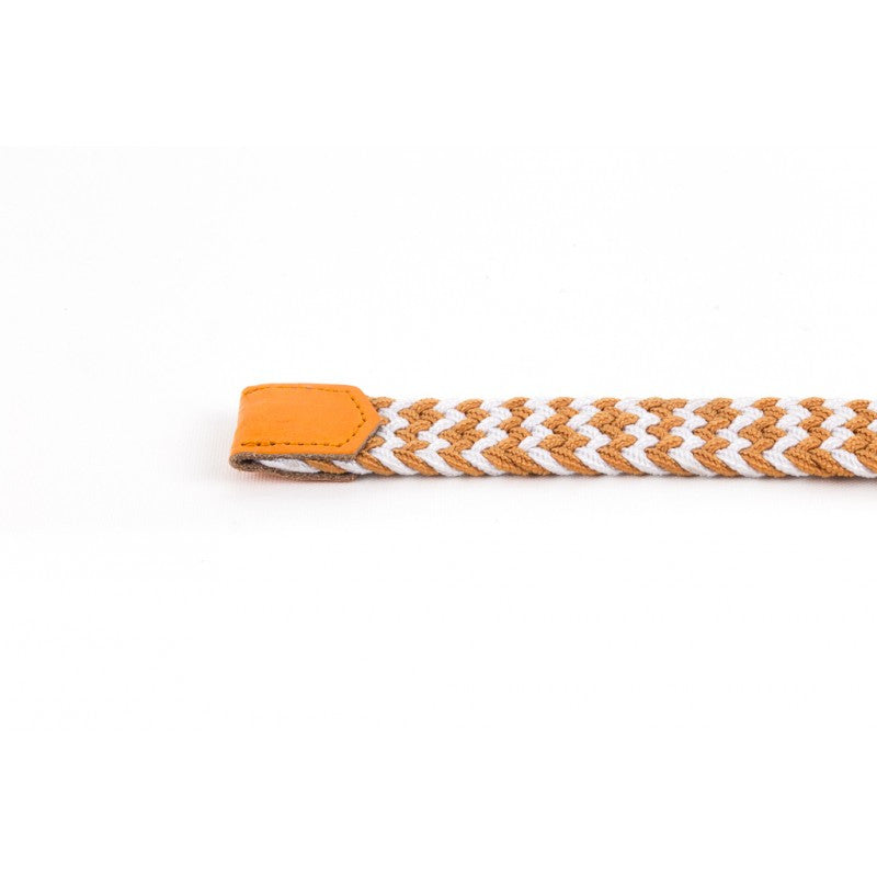 Ceinture tressée femme orange blanc