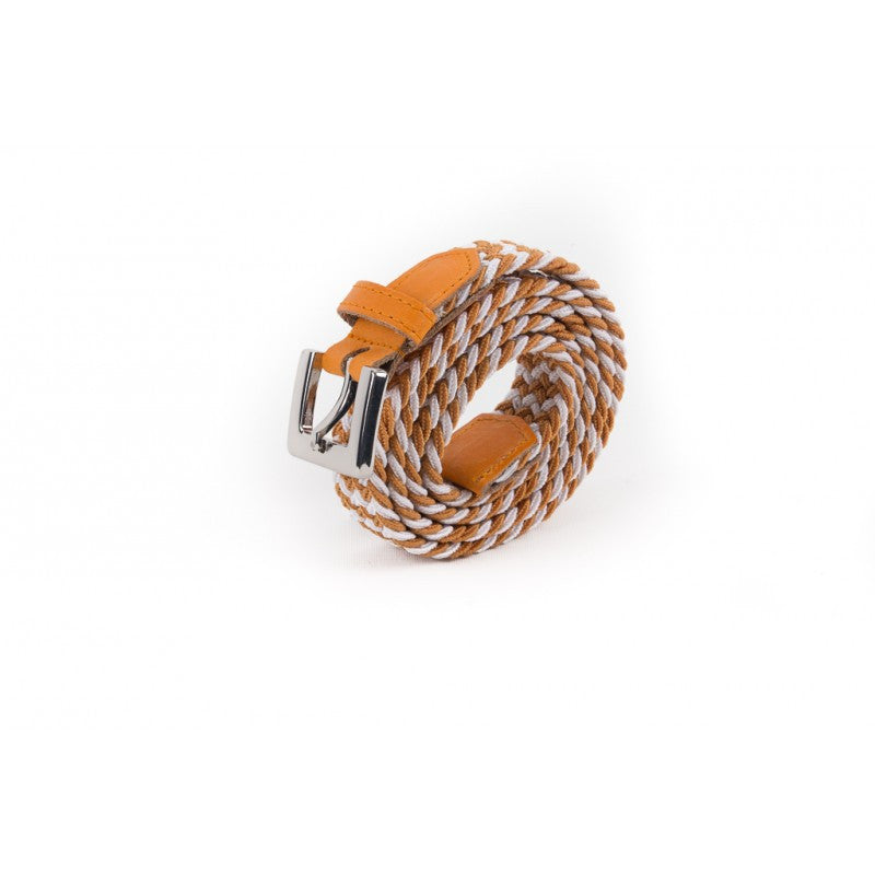 Ceinture tressée femme orange blanc