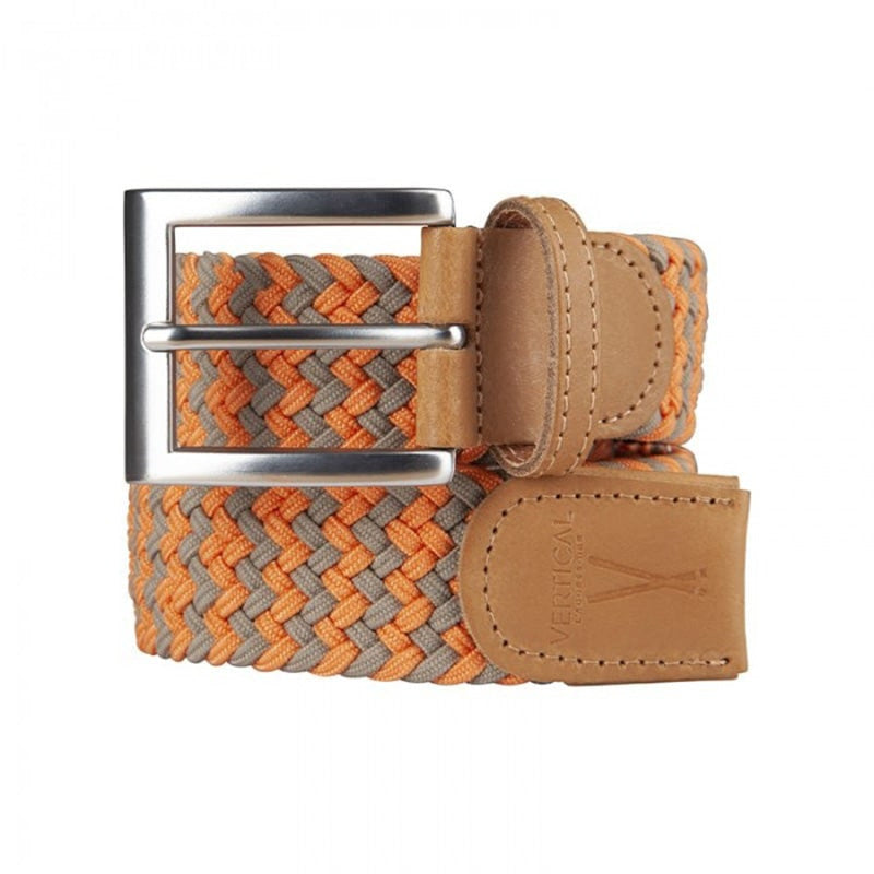 Ceinture tressée orange marron blanc