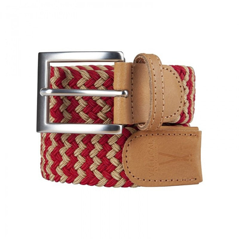 Ceinture homme tressée rouge jaune