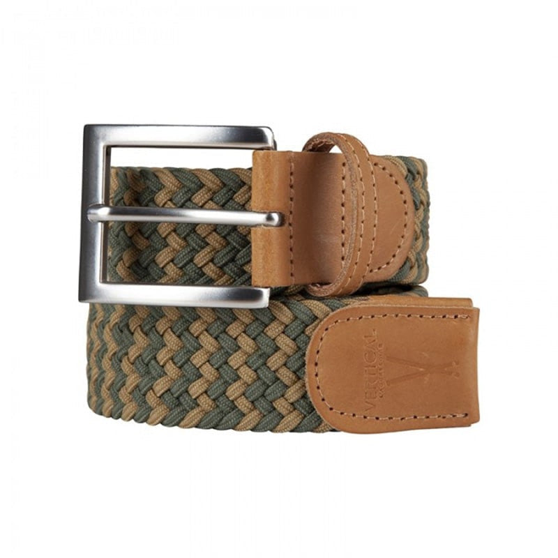 Ceinture tressée homme vert kaki