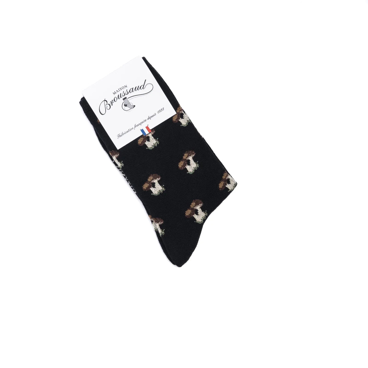Chaussettes en laine Les Cèpes dans leur emballage Maison Broussaud