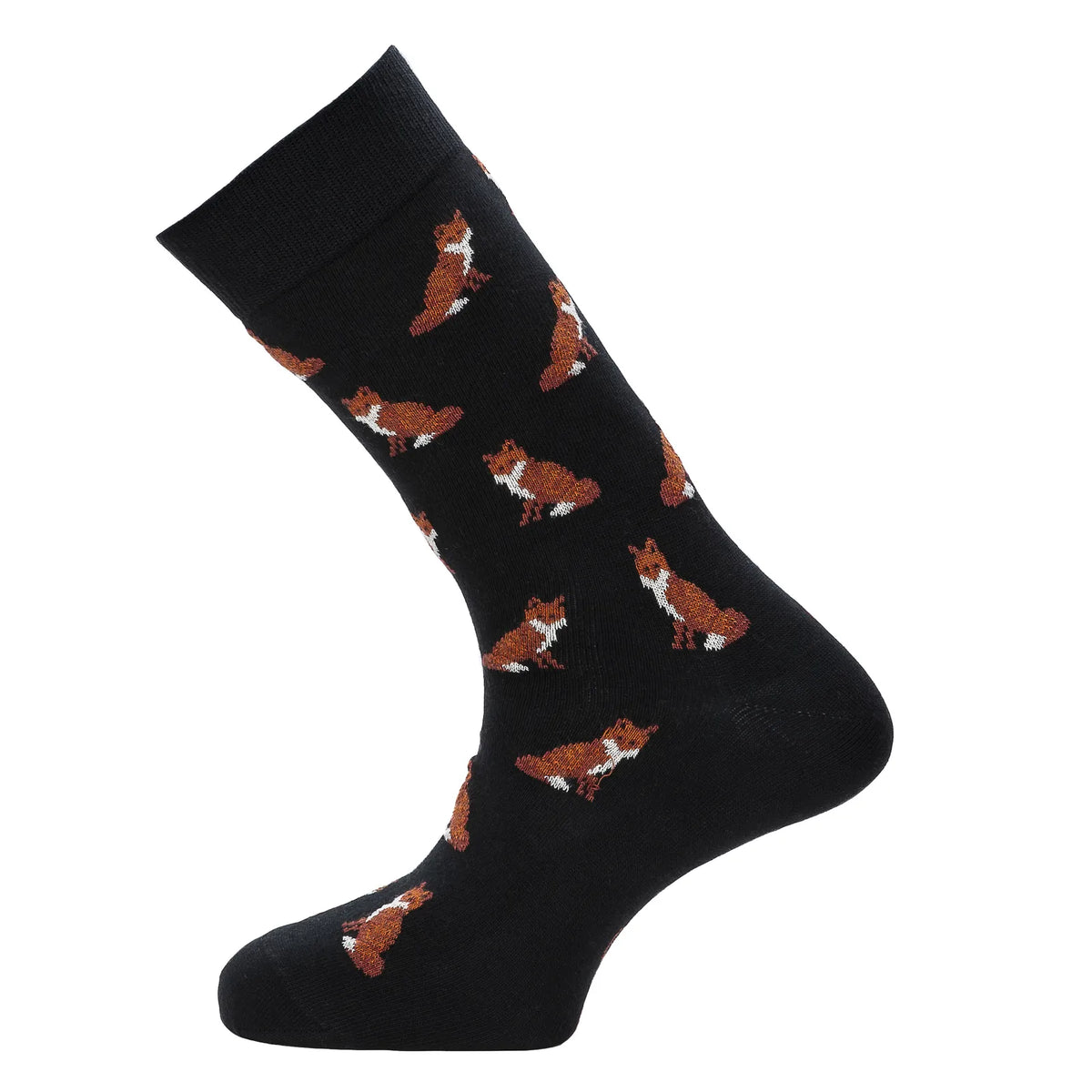 Chaussette renard homme noire Les Renards, vue de profil