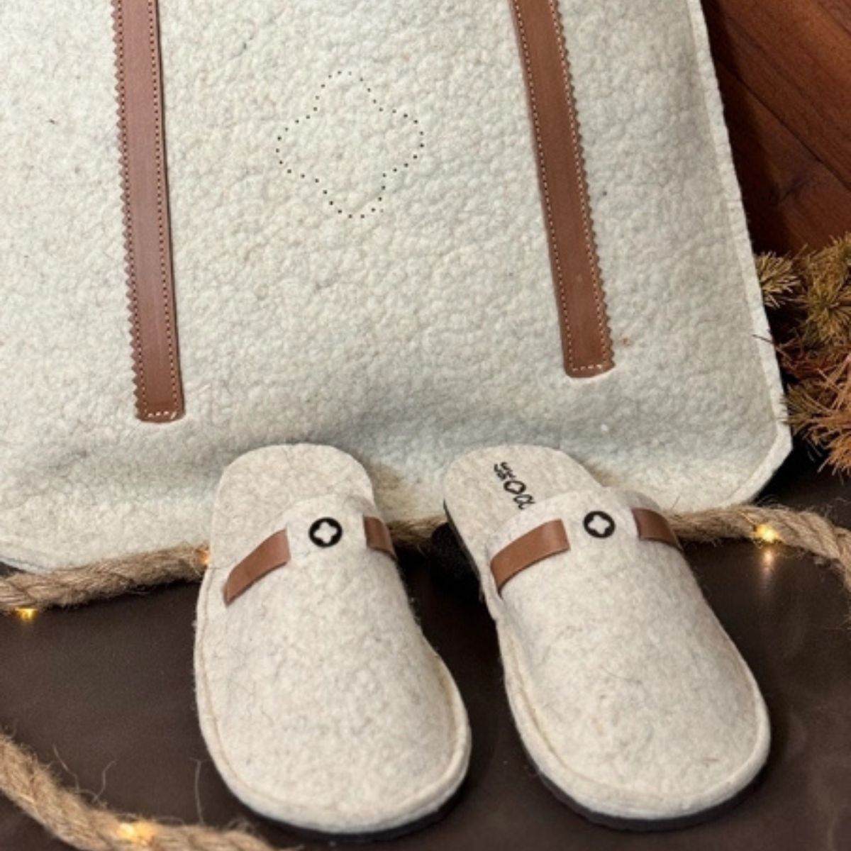 Chausson français en laine blanc