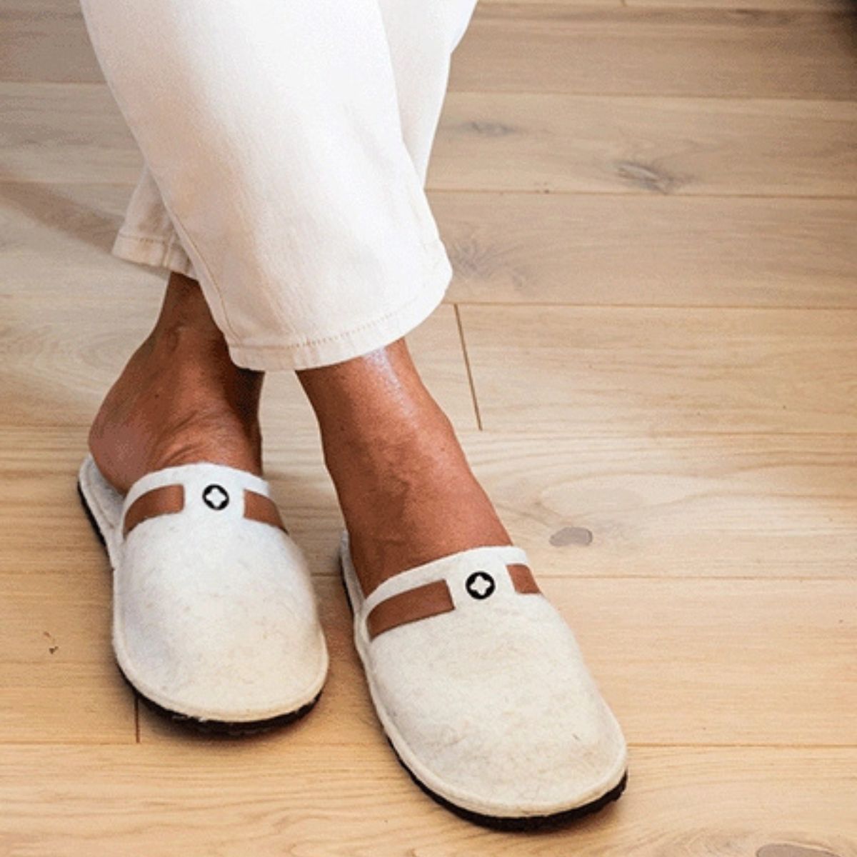 Chausson français en laine blanc