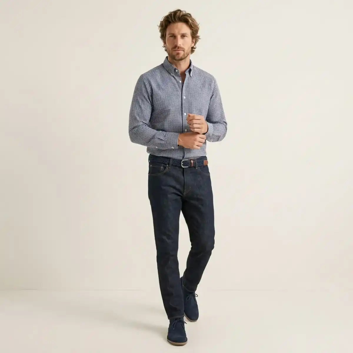 CHEMISE CARREAUX BLEU HOMME | MARINE TEMP - Chemise française