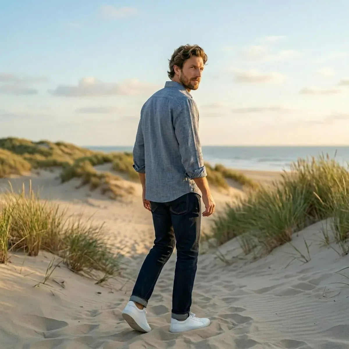 CHEMISE EN LIN BLEU | DENIM TEMP - Chemise française