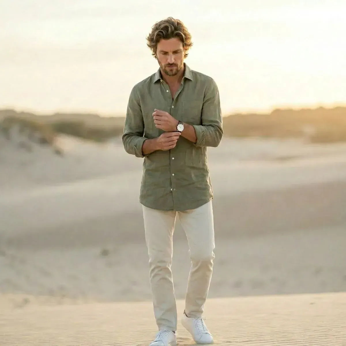 CHEMISE EN LIN KAKI | HOMME - Chemises françaises