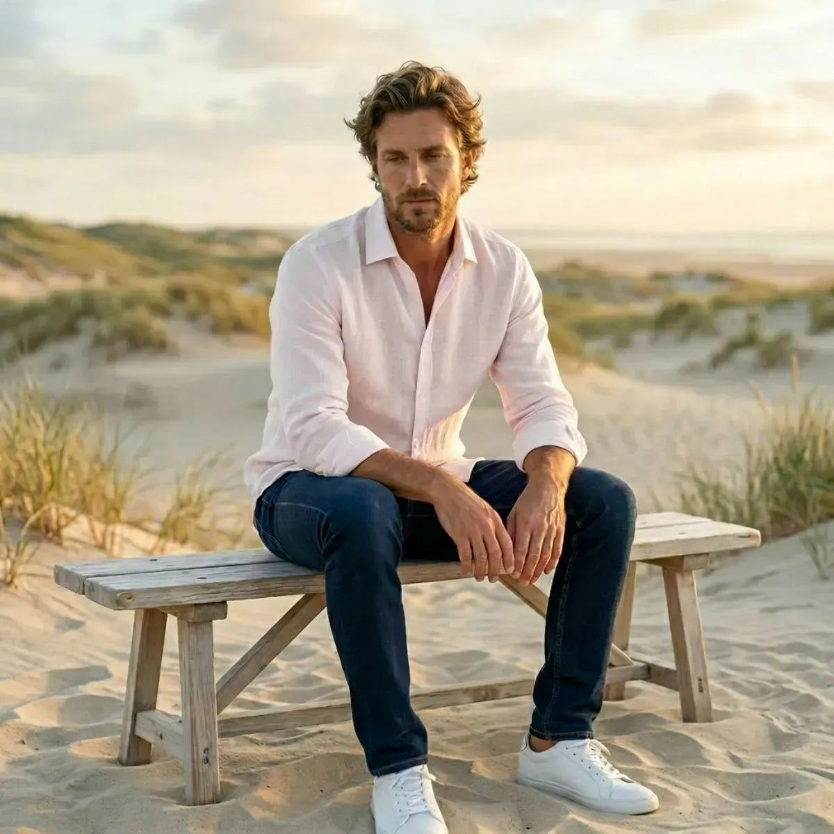 CHEMISE EN LIN ROSE HOMME - Chemise française