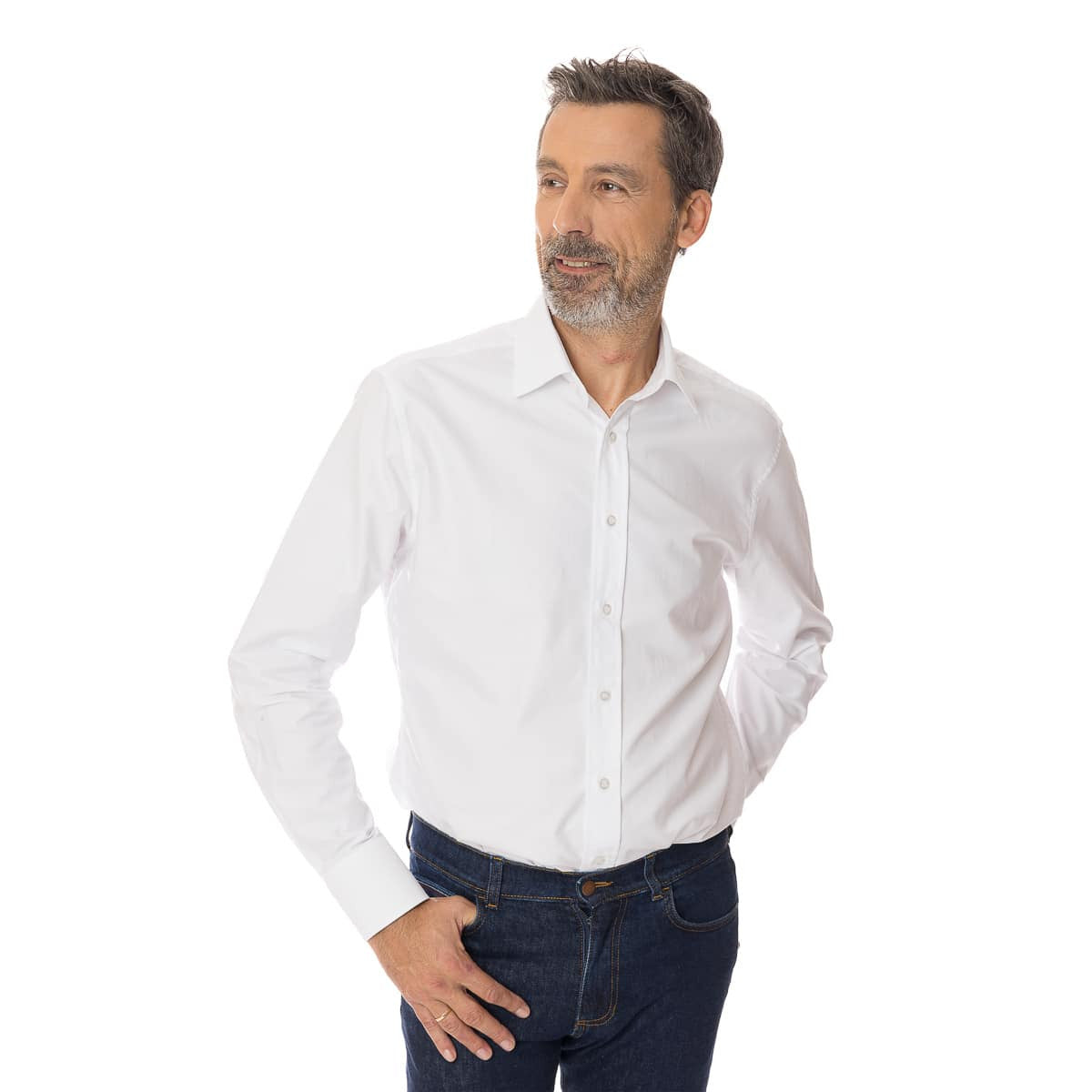 Chemise blanc homme à manche longue et col