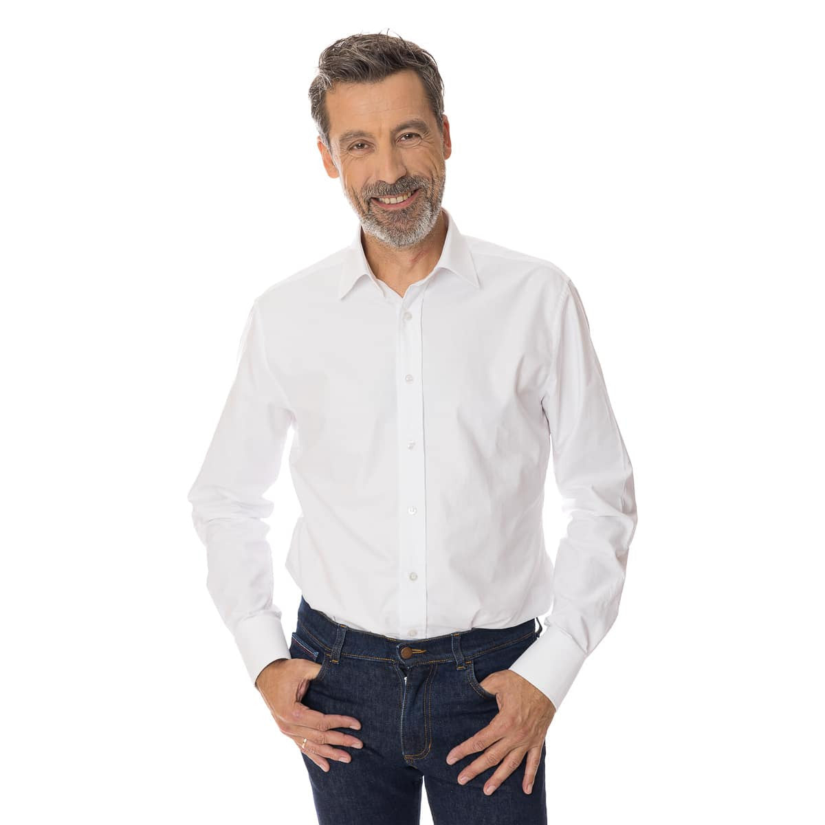 Chemise blanc homme à manche longue et col