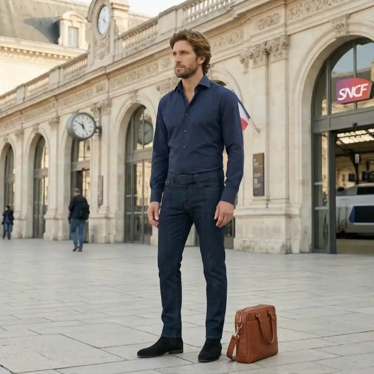 Chemise française bleu marine