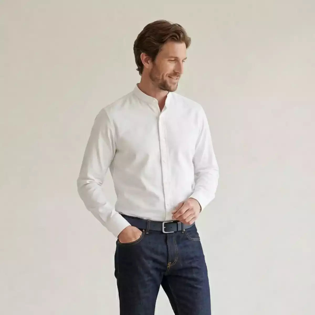 Chemise française col Mao blanche