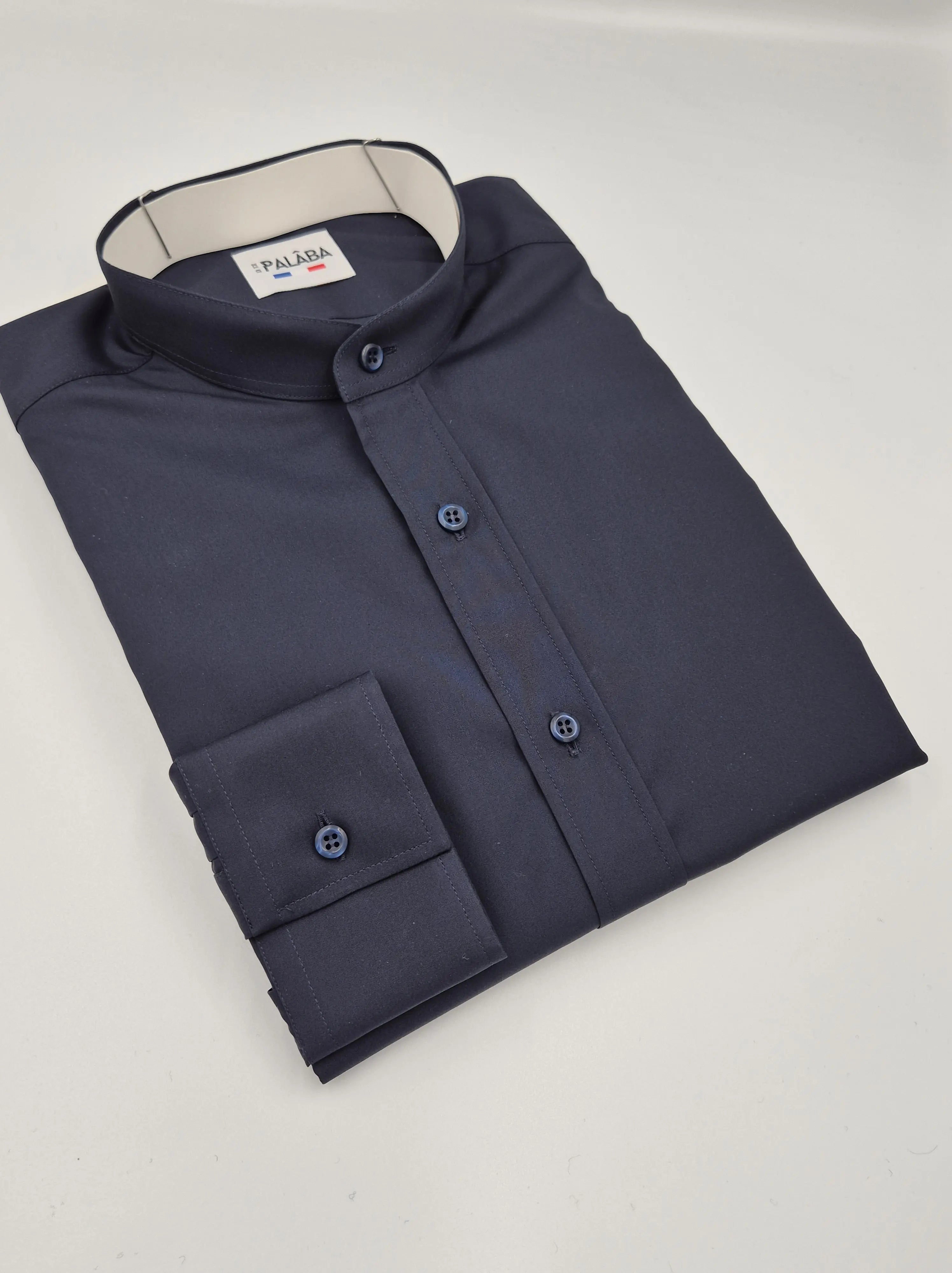 Chemise française Homme | Col Mao | Bleu Marine